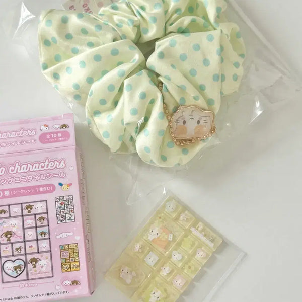 [BUNJANG] Sanrio Marshmallow Mini Tiles & Scrunchie Set / 산리오 마슈마로 미니타일 + 머리끈 슈슈