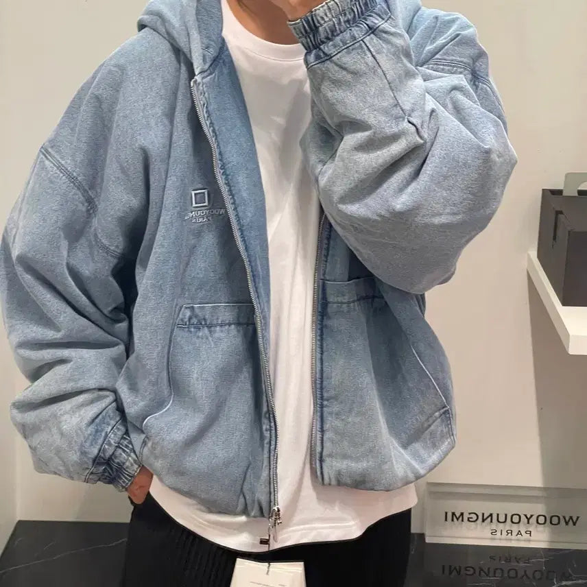 [BUNJANG] Wooyoungmi 23FW Denim Hooded Zip-Up Jumper / 우영미 23FW 데님 후드 집업 점퍼
