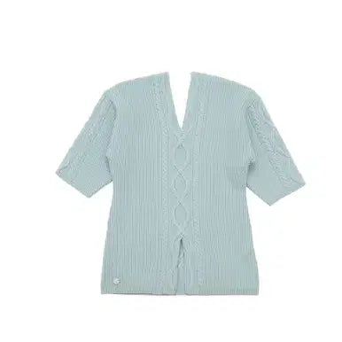 [BUNJANG] Pivvee Golf Cable Half Sleeve Knit (Mist Sky Blue) / 피브비 골프 pivvee 케이블 하프 슬리브 니트 프리사이즈 새상품 정품
