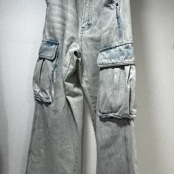 [BUNJANG] McWoodgun Cargo Denim Pants Dusty Light Indigo / 맥우드건 카고 데님 팬츠 (더스티 라이트 인디고, 32)