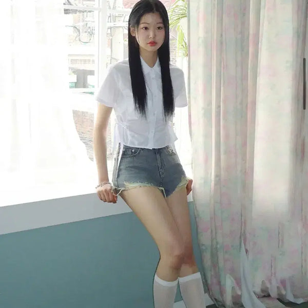 [BUNJANG] Our Days Waterbomb Look Cut Off Vintage Denim Shorts Blue M / (새상품) 아워데이즈 워터밤룩 컷 오프 빈티지 데님 쇼츠 빈티지 블루 M
