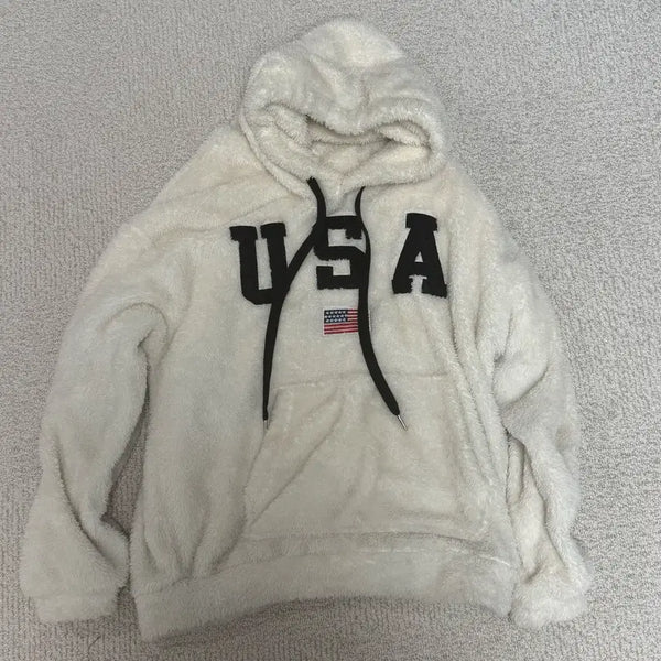 [BUNJANG] USA Sherpa Hoodie / usa 양털후드