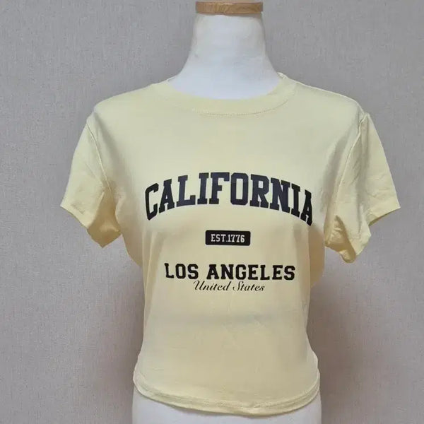 [BUNJANG] Yellow Semi-Crop Short-Sleeve T-Shirt / 세미크롭 반팔티 새상품