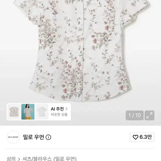 [BUNJANG] Milo Women Twill Flower Shirt White / 밀로 우먼 트윌 플라워 셔츠 [화이트]