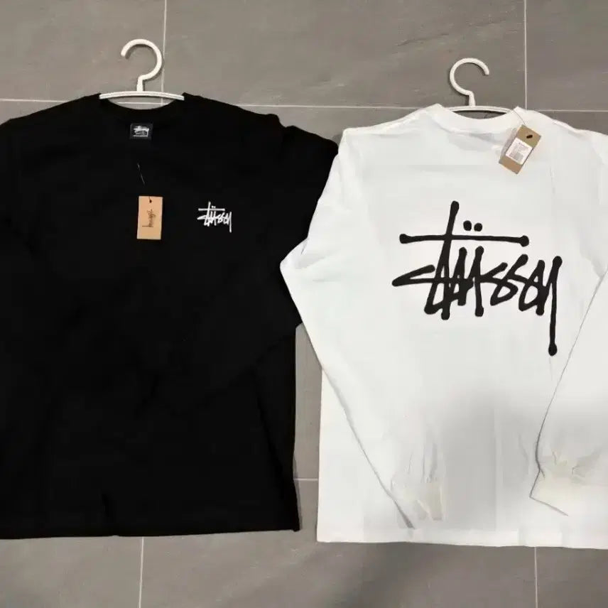 [BUNJANG] Stussy Basic Long Sleeve T-Shirt Black White / 정품/무료배송)스 투 시 롱슬리브 , 블랙 화이트