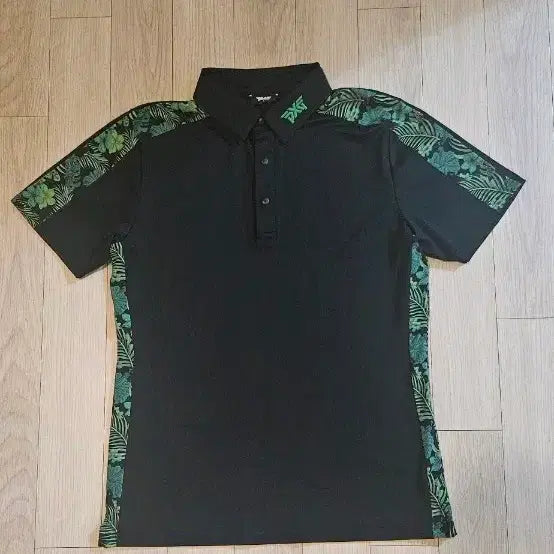 [BUNJANG] PXG Black Floral Short Sleeve Polo Shirt Size 95 / PXG 블랙 플로럴 반팔 카라 티셔츠 95 가슴단면 48