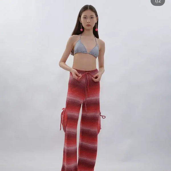 [BUNJANG] Pisces Ribbon Knit Cargo Pants Pink / piscess 파이시스 리본 니트 카고팬츠 핑크