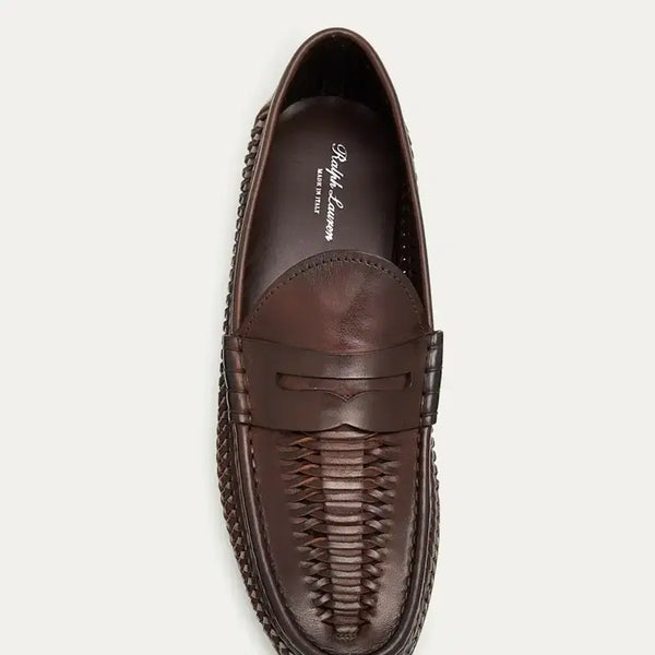 [BUNJANG] Ralph Lauren Purple Label Woven Leather Penny Loafers / 랄프로렌 퍼플라벨 우븐 레더 페니 로퍼 9E
