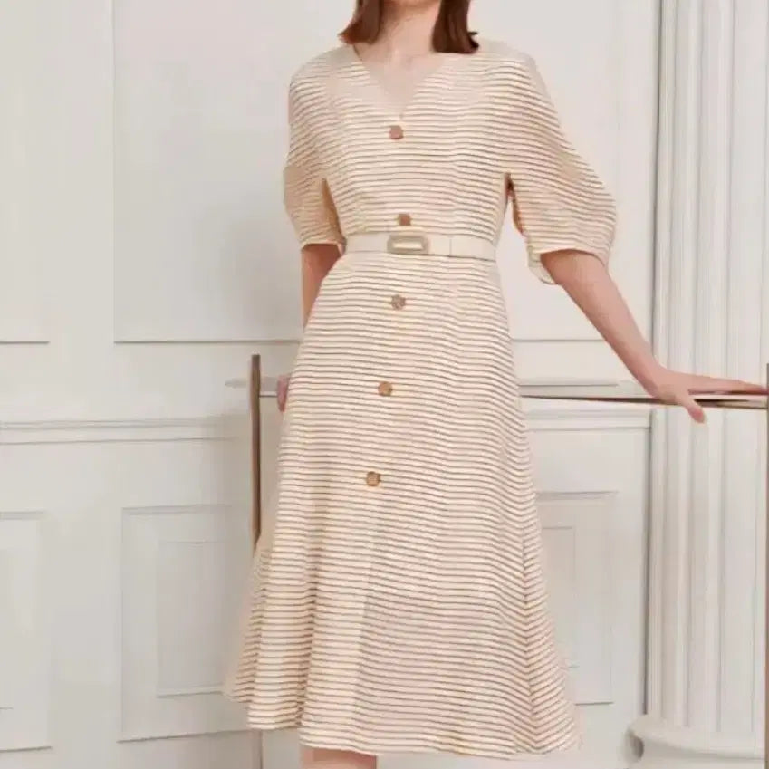[BUNJANG] Jigott 2022 SS Striped Mermaid Dress Size 55 / 지고트 22'SS 스트라이프 머메이드 원피스 55사이즈