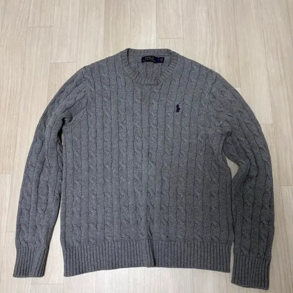 [BUNJANG] Polo Ralph Lauren Cable Knit Sweater Grey / 폴로 랄프로렌 케이블 니트 회색