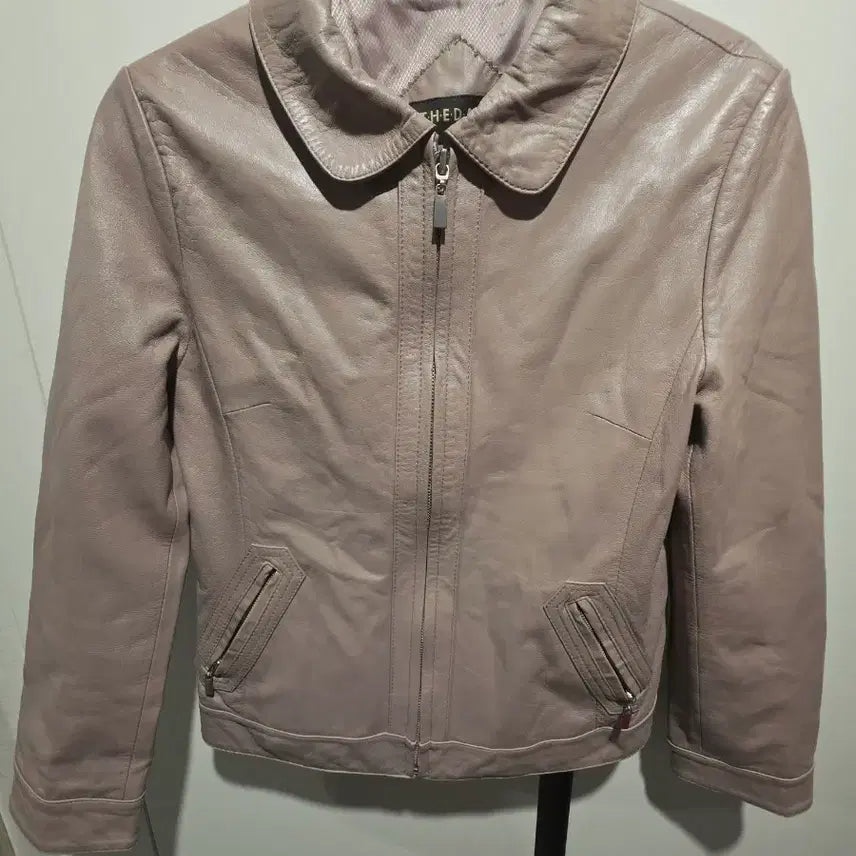 [BUNJANG] THEDA Pink Beige Leather Jacket / THEDA 핑크 베이지 가죽 자켓