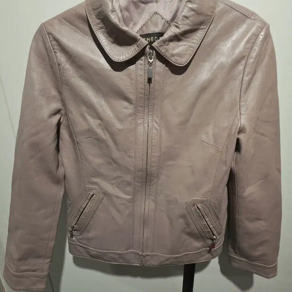 [BUNJANG] THEDA Pink Beige Leather Jacket / THEDA 핑크 베이지 가죽 자켓