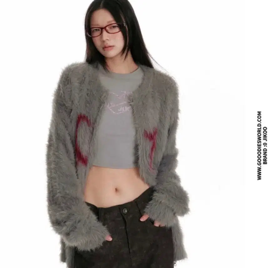 [BUNJANG] JIKOO Soft Mohair Jacquard Mink Knit Sweater Cardigan / JIKOO 소프트 모헤어 자카드 밍크 니트 스웨터 가디건