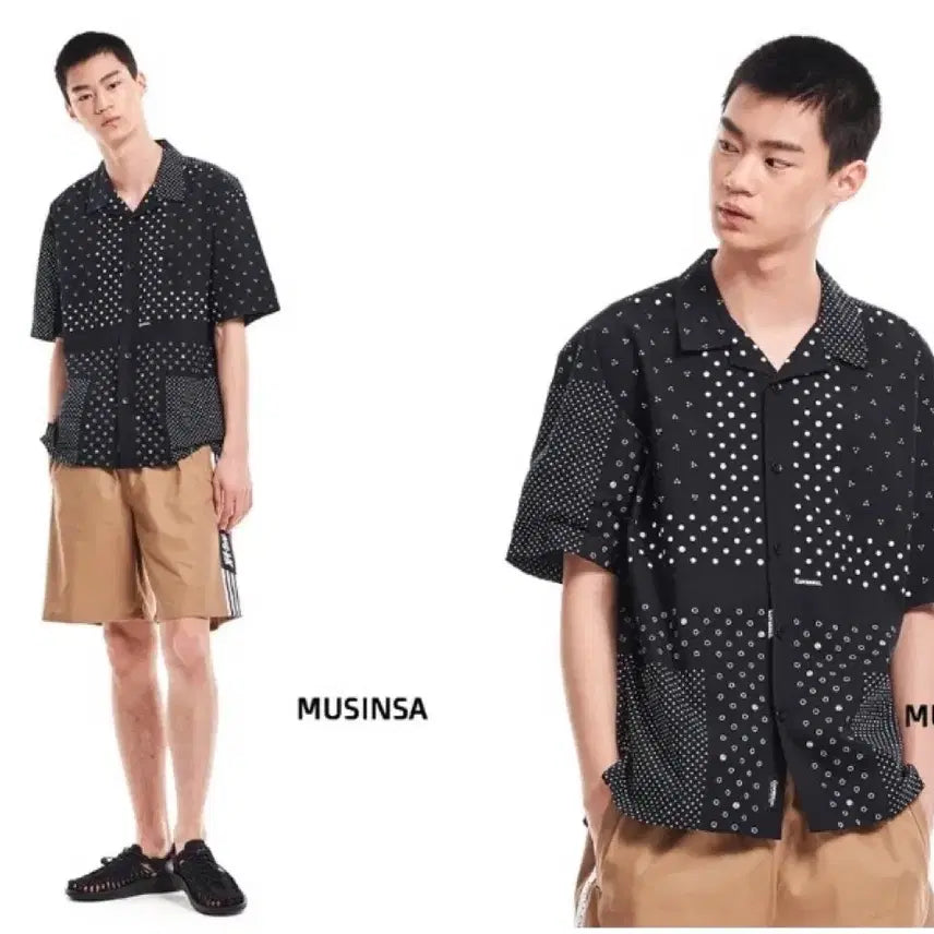 [BUNJANG] Covernat Bandana Short Sleeve Shirt Men's Size 100 / 커버낫 / 반다나 반팔셔츠, 남성 셔츠 / 100