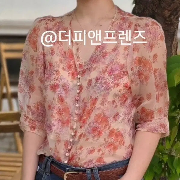 [BUNJANG] The Kooples Floral See-Through Blouse / the Kooples 더 쿠플스 플라워 시스루 블라우스 55 (구입가 5