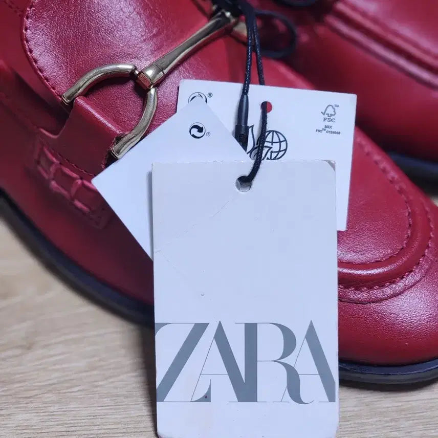 [BUNJANG] Zara Red Horsebit Leather Loafers / 자라 레드 홀스빗 로퍼 235mm ( 새상품)