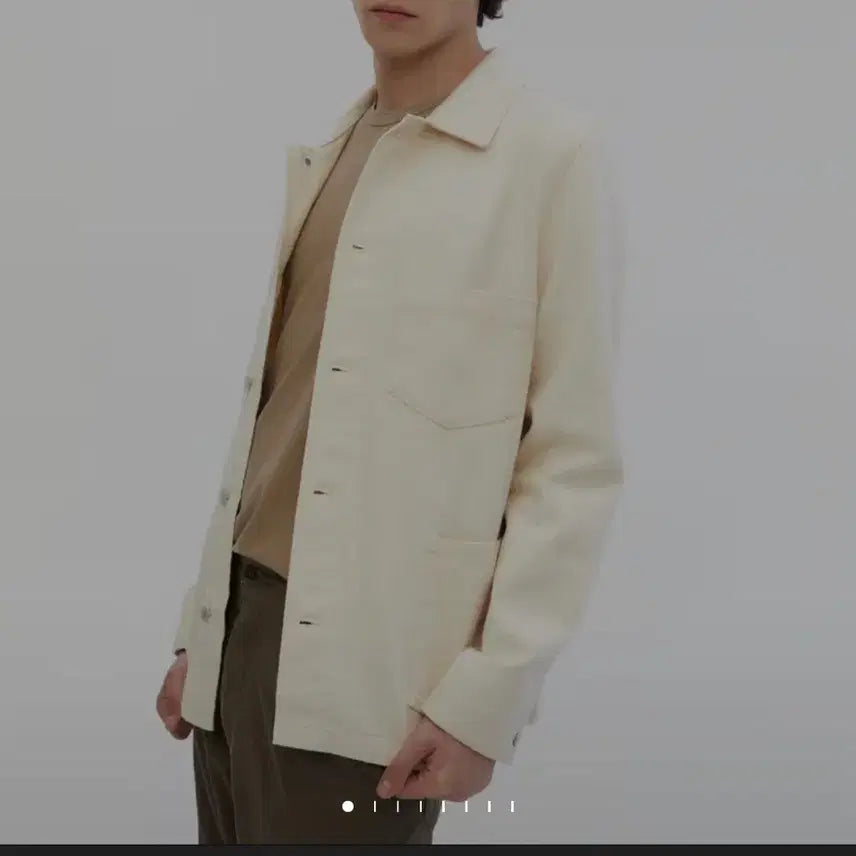 [BUNJANG] Offine General White Pocket Panel Cotton Long Sleeve Casual Jacket / [52]오피신 제네랄 화이트 포켓배색 면 긴팔캐주얼자켓