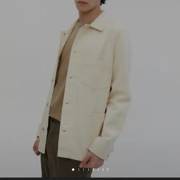 [BUNJANG] Offine General White Pocket Panel Cotton Long Sleeve Casual Jacket / [52]오피신 제네랄 화이트 포켓배색 면 긴팔캐주얼자켓