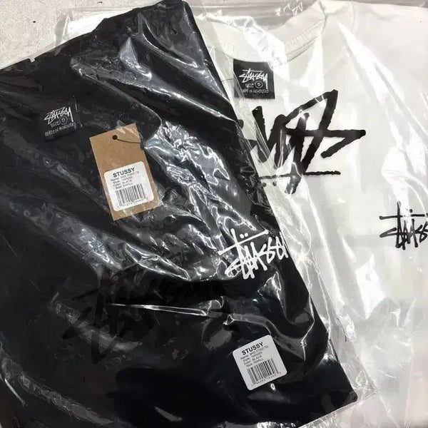 [BUNJANG] Stussy Basic Short Sleeve T-Shirt / 정품/무료배송)스 투 시 베이직 반팔 , 블랙 화이트
