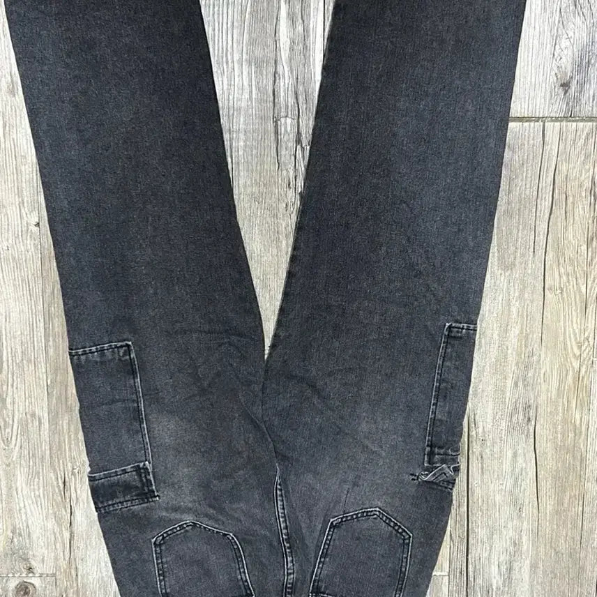 [BUNJANG] Black Denim Cargo Jogger Pants / 블랙 데님 카고 조거팬츠