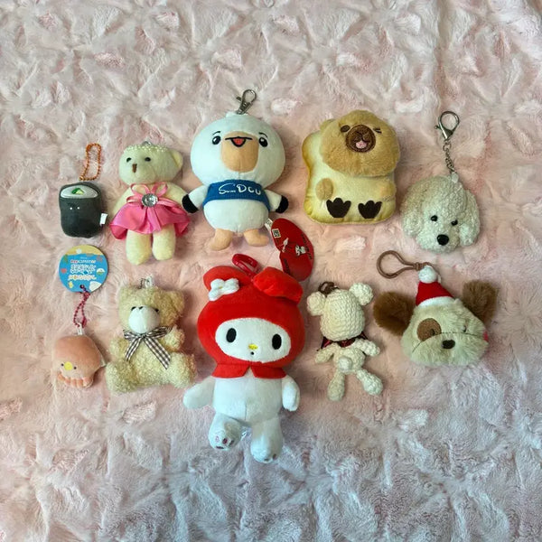 [BUNJANG] My Melody, Bear, Dog Plush Keychain Bundle Set / 마이멜로디 키링 인형 강아지 인형 키링 곰돌이 키링 인형 등 일괄