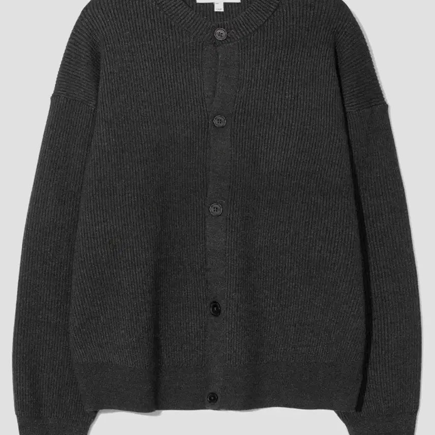 [BUNJANG] Second Monologue Ribbed Structured Roundneck Cardigan Charcoal M / 세컨모놀로그 골지 스트럭처드 라운드넥 가디건 차콜 m