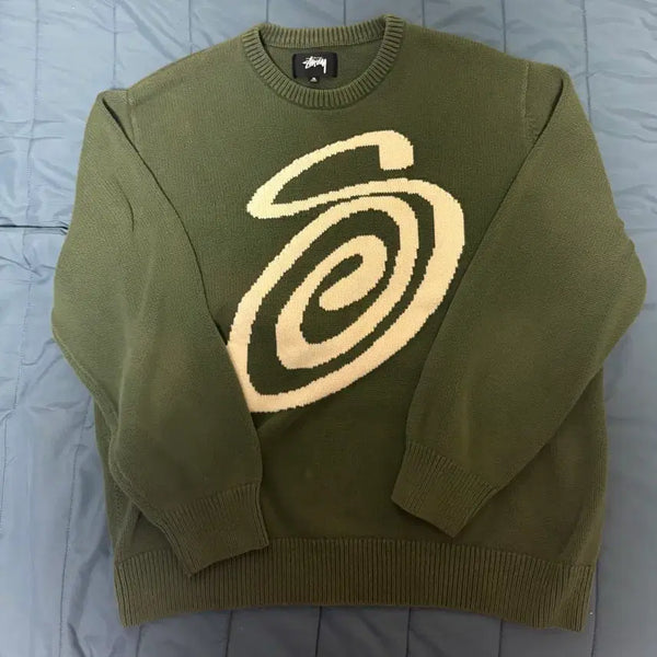 [BUNJANG] Stussy Curly S Knit Green / 스투시 컬리 s 니트 그린