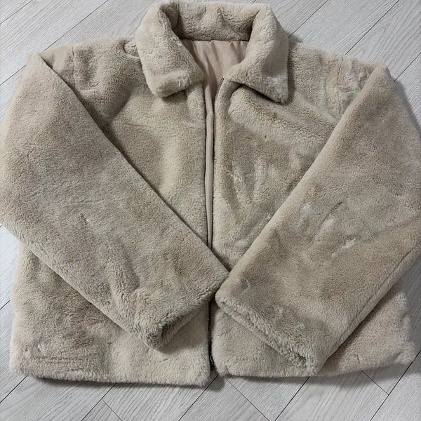 [BUNJANG] Ivory Faux Fur Jacket / 아이보리 퍼자켓