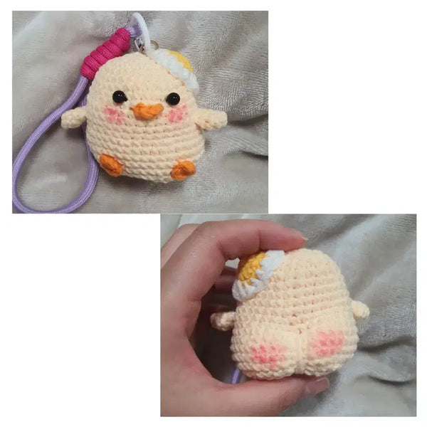 [BUNJANG] Handmade Knitted Chick Keychain Doll / 핸드메이드 손뜨개 뜨개질 애플힙 병아리 키링 열쇠고리 인형