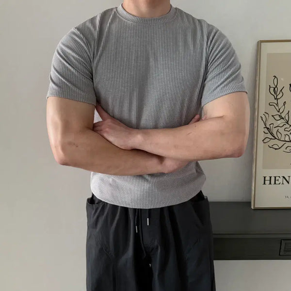 [BUNJANG] Men's Cropped Muscle Fit Short Sleeve T-Shirt / 크롭 남자 머슬핏 반팔