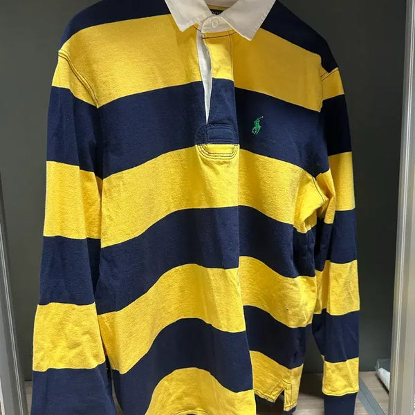 [BUNJANG] Polo Rugby Shirt Yellow Navy Stripe / 폴로 럭비티 옐로우 네이비 스트라이프