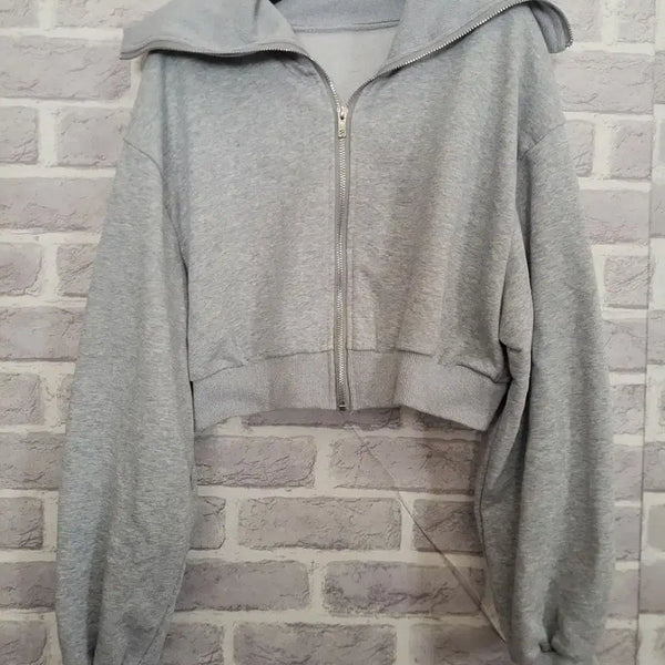 [BUNJANG] Grey Cropped Zip-Up Jacket / 그레이 크롭집업 자켓/알뜰한여우