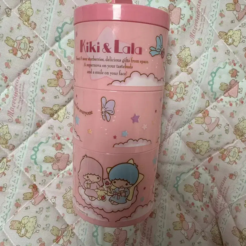 [BUNJANG] Sanrio Little Twin Stars 3-Tier Round Storage Container / 산리오 키키라라 3단 원형 보관함