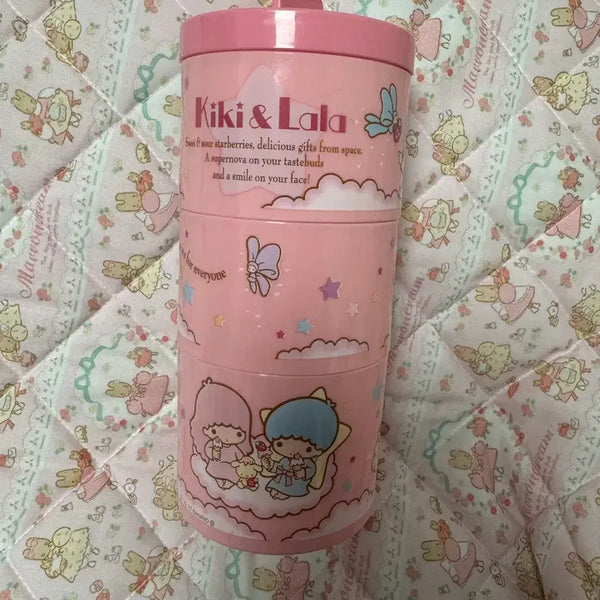 [BUNJANG] Sanrio Little Twin Stars 3-Tier Round Storage Container / 산리오 키키라라 3단 원형 보관함