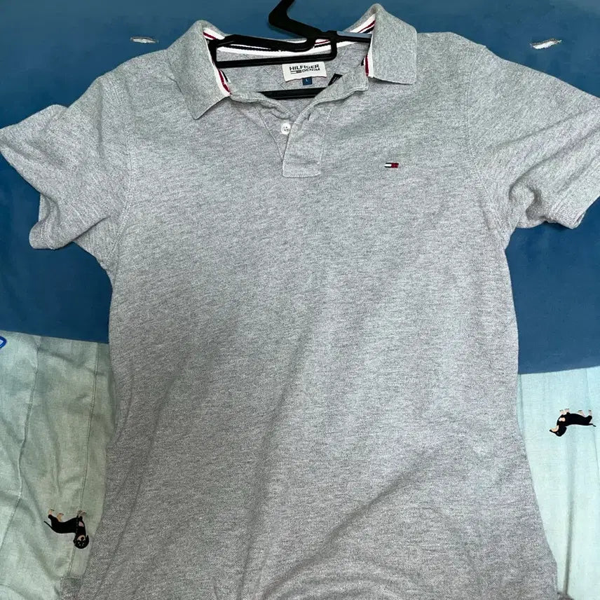 [BUNJANG] Tommy Hilfiger Grey Logo Polo Shirt / 타미힐피거 그레이 카라티