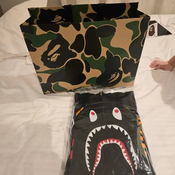 [BUNJANG] BAPE Shark Full Zip Hoodie Black / 베이프 샤크 풀 후드집업 블랙
