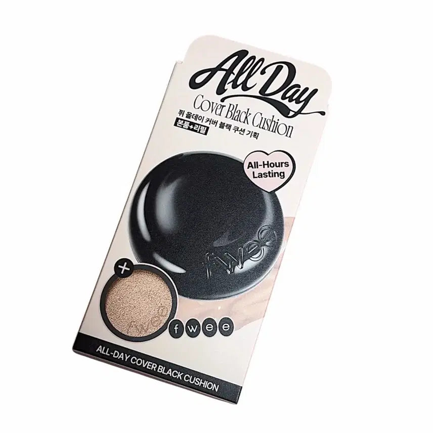 [BUNJANG] fwee All Day Cover Black Cushion (19N) - New Product with Refill / [새상품, 본품+리필] fwee 퓌 올데이 커버 블랙 쿠션 19N