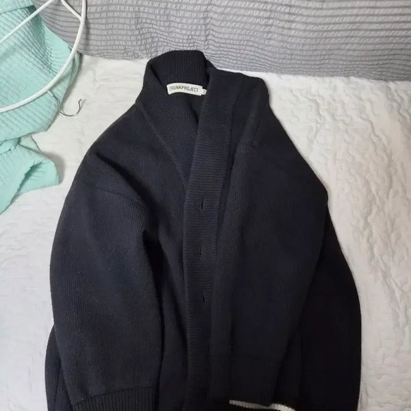 [BUNJANG] Trunk Project Black Striped Knit Cardigan / 트렁크프로젝트 블랙 가디건 니트