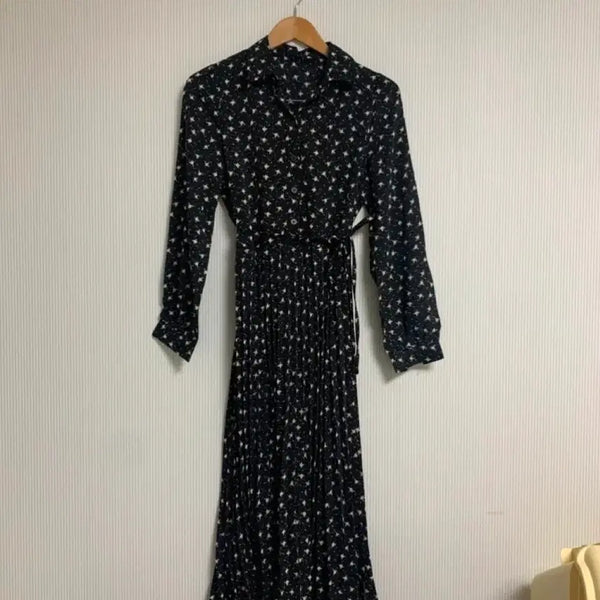 [BUNJANG] Pleated Maxi Long Dress - New Arrival / 새상품 플리츠 맥시 롱 원피스
