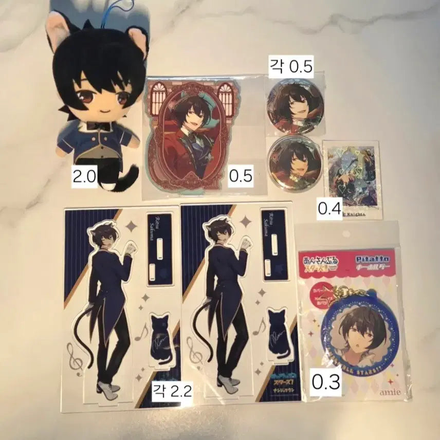 [BUNJANG] Ensemble Stars Sakuma Brothers (Rei & Ritsu) Nyan Nui Acrylic Stand & Badge Set / 앙스타사쿠마리츠레이나이츠냥누이아크릴덩쿨뱃지5주년레어