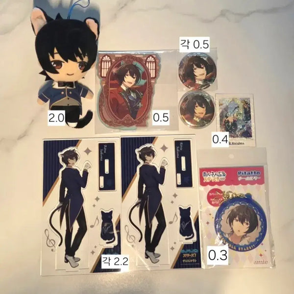 [BUNJANG] Ensemble Stars Sakuma Brothers (Rei & Ritsu) Nyan Nui Acrylic Stand & Badge Set / 앙스타사쿠마리츠레이나이츠냥누이아크릴덩쿨뱃지5주년레어