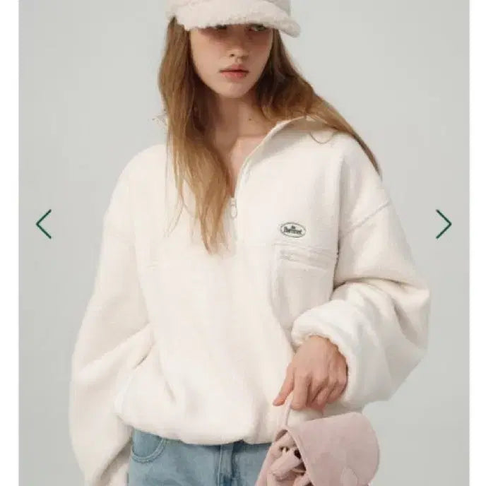 [BUNJANG] The Barnet Fleece Half-Zip Pullover Ivory / 더바넷 플리스 하프집업 풀오버 아이보리