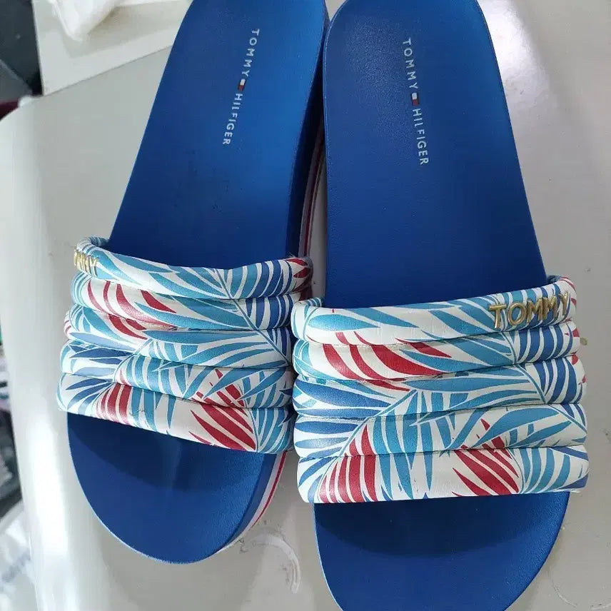 [BUNJANG] Tommy Hilfiger Blue Tropical Sandals / 타미힐피거 블루 트로피컬 슬리퍼
