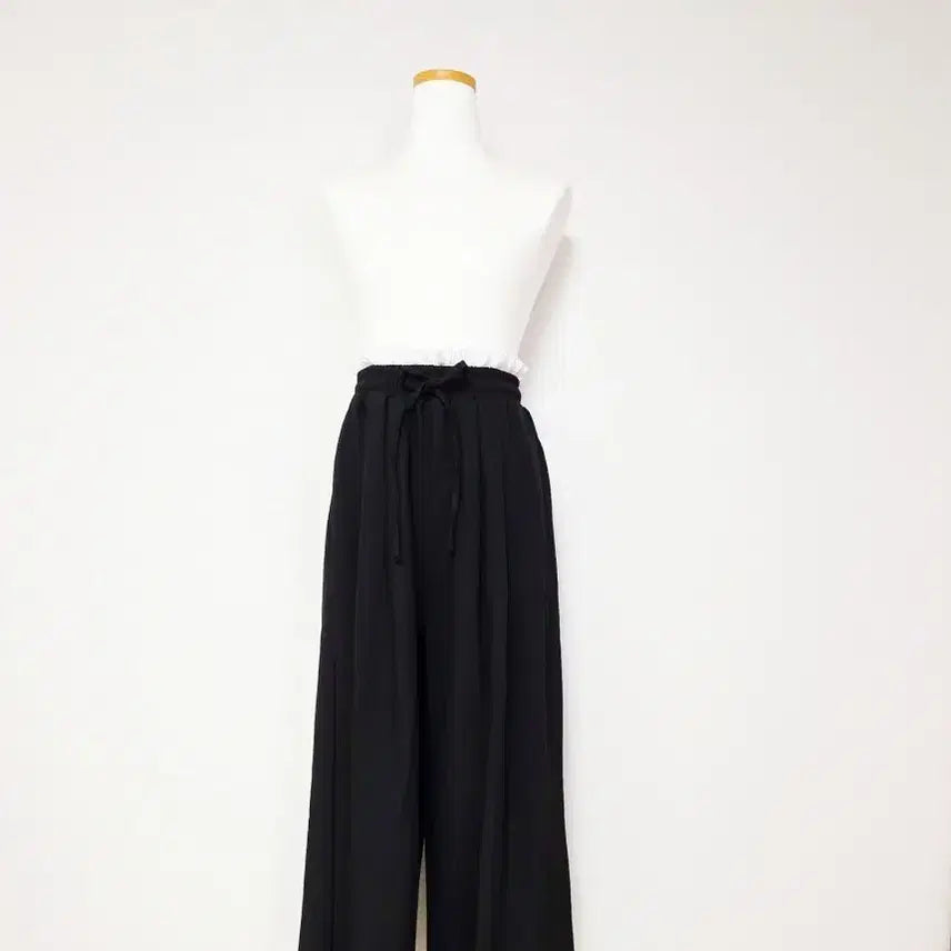 [BUNJANG] Black Wide Banding Pants / 새상품)블랙 와이드 끈 허리 밴딩 바지