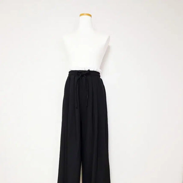 [BUNJANG] Black Wide Banding Pants / 새상품)블랙 와이드 끈 허리 밴딩 바지