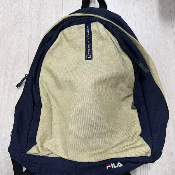 [BUNJANG] Fila Vintage Backpack Navy/Beige / 휠라 빈티지 백팩 네이비/베이지