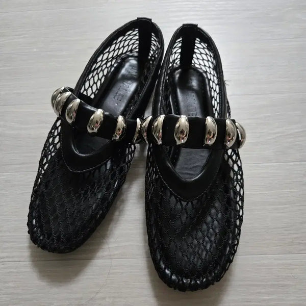 [BUNJANG] Mesh Black Flat Shoes / [새상품] 메쉬 블랙 플랫슈즈