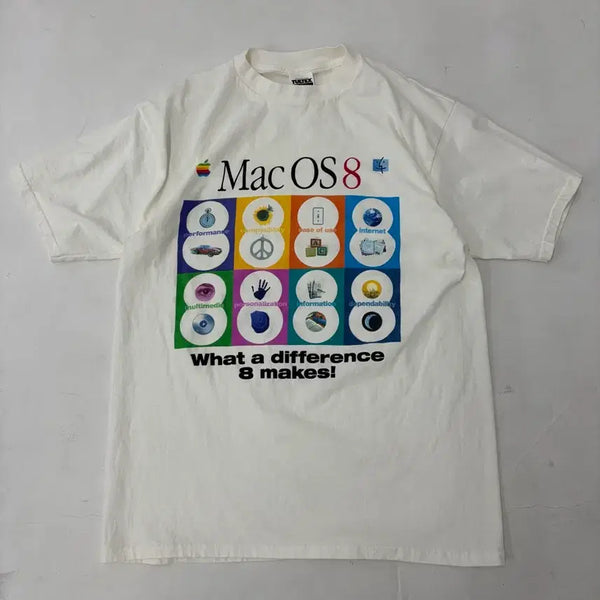 [BUNJANG] 90s Apple Mac OS 8 T-Shirt (White) / 90s Apple Mac OS 8 Tee (white)
