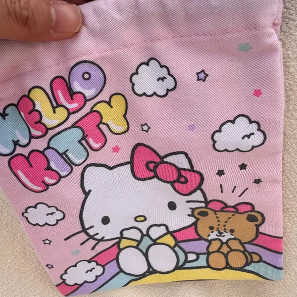 [BUNJANG] Hello Kitty Pink Drawstring Pouch / 정품 헬로키티 핑크 복조리 파우치