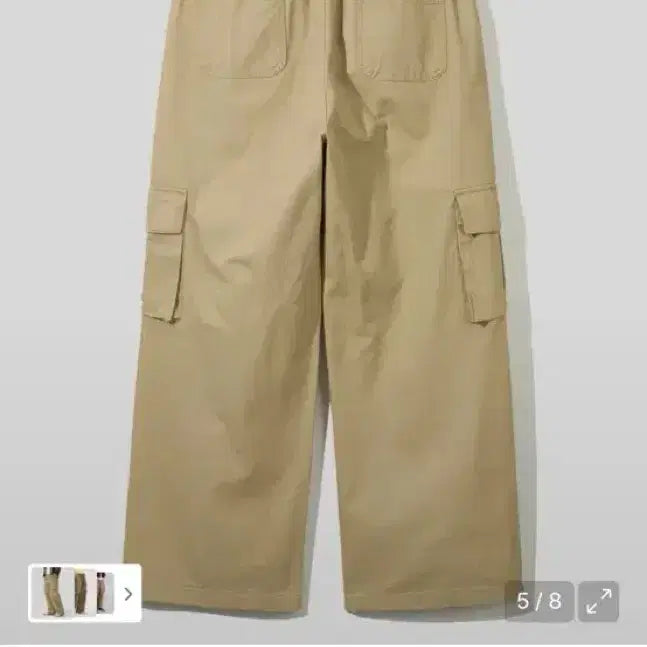 [BUNJANG] Wide Big Pocket Cotton Cargo Banding Pants Beige / 와이드 빅포켓 코튼 카고 밴딩 팬츠 [베이지]